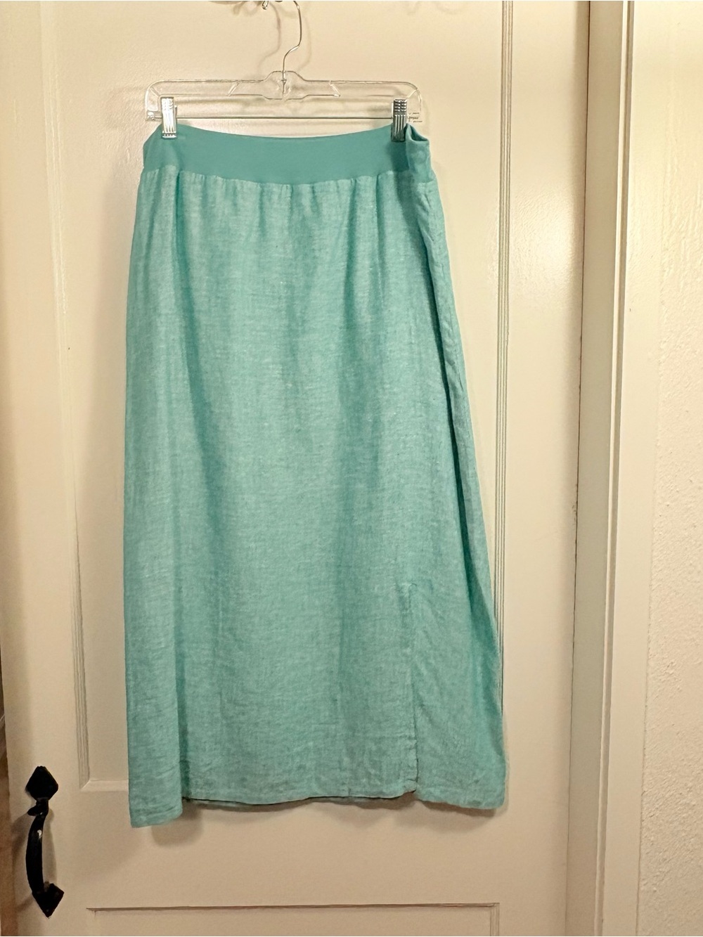 Coldwater Creek Light Aqua Linen Women’s Maxi Skirt, Sz L